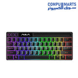 Aula F3061 Gaming Keyboard black wired membrane switch USB keyboard with 61 keys EN layout RGB lighting multimedia Fn keys and smart sleep mode
