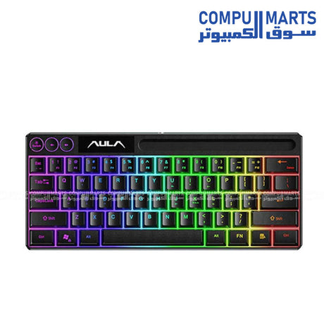 Aula F3061 Gaming Keyboard black wired membrane switch USB keyboard with 61 keys EN layout RGB lighting multimedia Fn keys and smart sleep mode