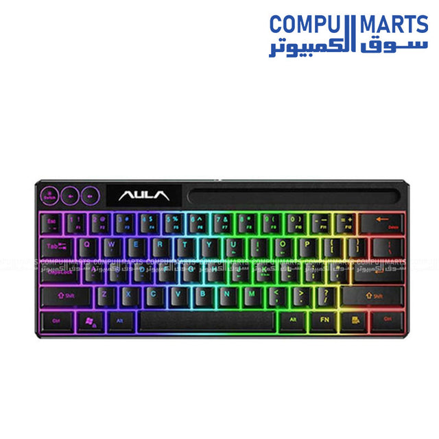 Aula F3061 Gaming Keyboard black wired membrane switch USB keyboard with 61 keys EN layout RGB lighting multimedia Fn keys and smart sleep mode