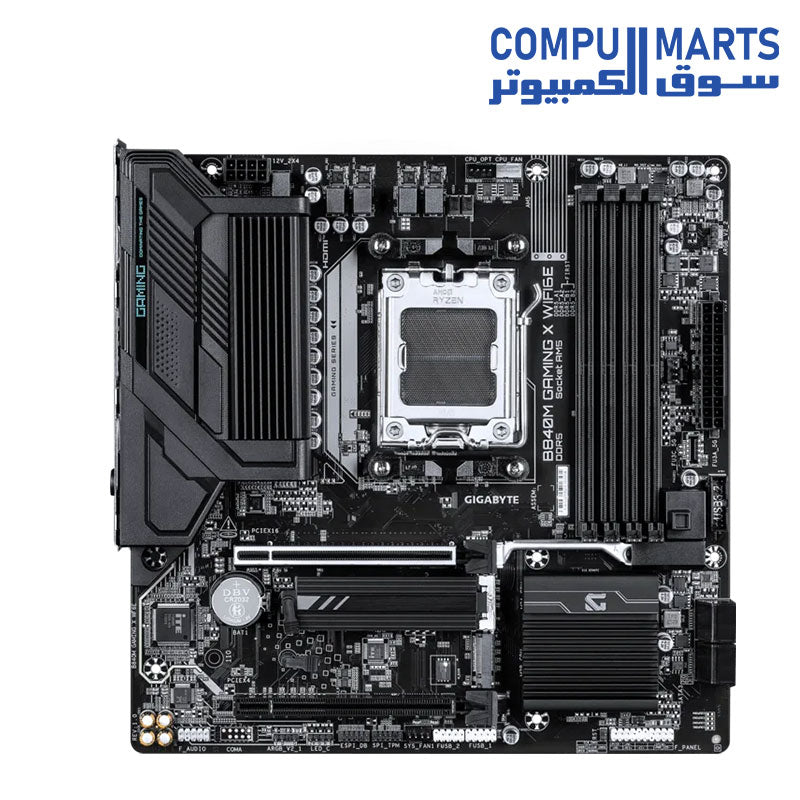 Top profile of the GIGABYTE B840M GAMING X WIFI6E motherboard from Compumarts.
