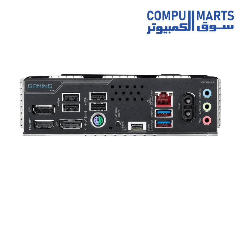 Rear panel connectors of the GIGABYTE B840M GAMING X WIFI6E motherboard.