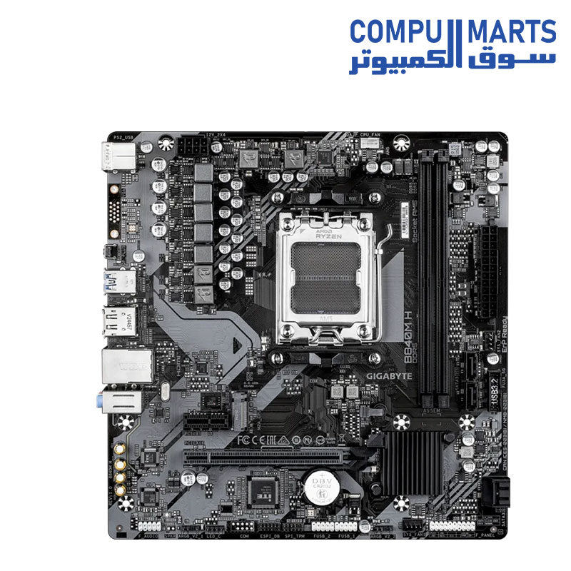 Top view of the GIGABYTE B840M H motherboard available at Compumarts.