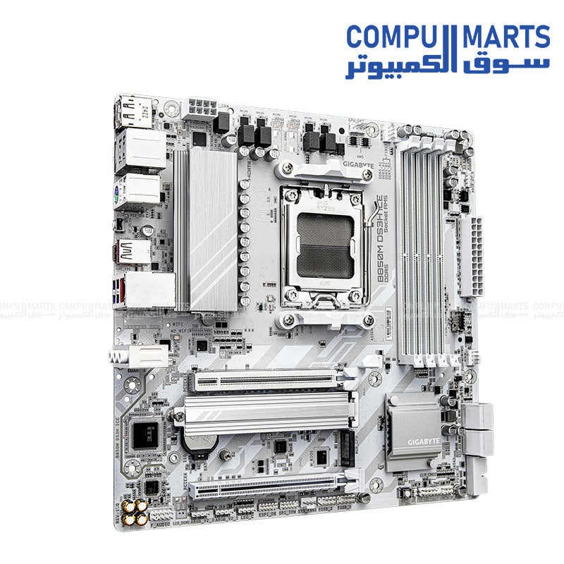 GIGABYTE B850M DS3H ICE – AM5 DDR5 Motherboard – Micro ATX – HDMI & DisplayPort – 2.5G LAN – Compumarts Egypt
