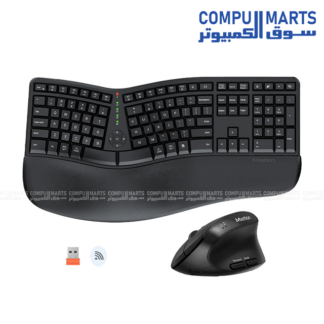 Meetion DirectorC 2.4 GHz wireless keyboard and mouse combo with split ergonomic keyboard and vertical mouse from Compumarts