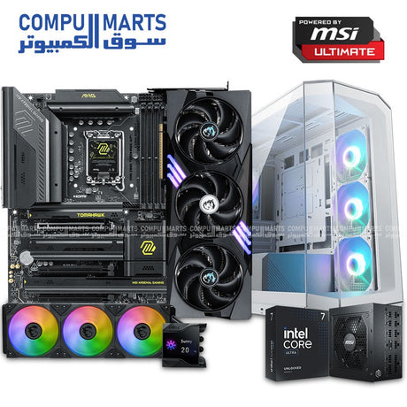 Gaming PC Bundle with Intel Core Ultra 7 265KF, RTX 5070 12GB, 32GB DDR5 RAM, 1TB SSD, liquid cooler, 750W PSU, and white mid-tower case Egypt