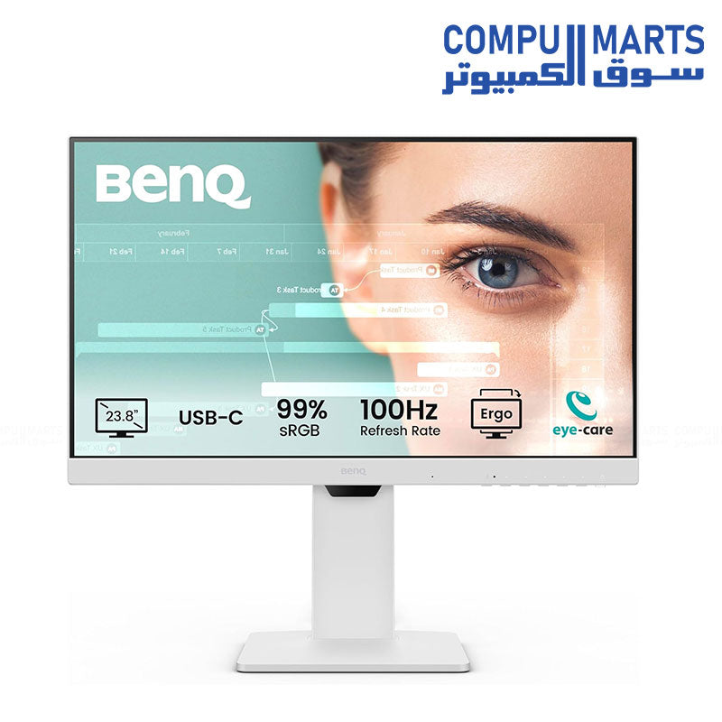 BenQ GW2486TC 24 inch FHD IPS Eye-Care Monitor with USB-C 65W Power Delivery and Noise-Cancelling Microphone