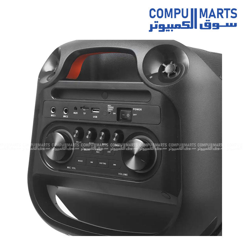 VOVO V-2875 8 Inch 50W speaker with AC Cable Manual Remote and Mic