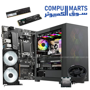 Black Gaming Case PC with RTX 5060 GPU and Ryzen 5 8400F Processor