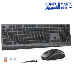Meetion C2000 Rechargeable Wireless and Bluetooth Keyboard and Mouse Combo dual mode slim design