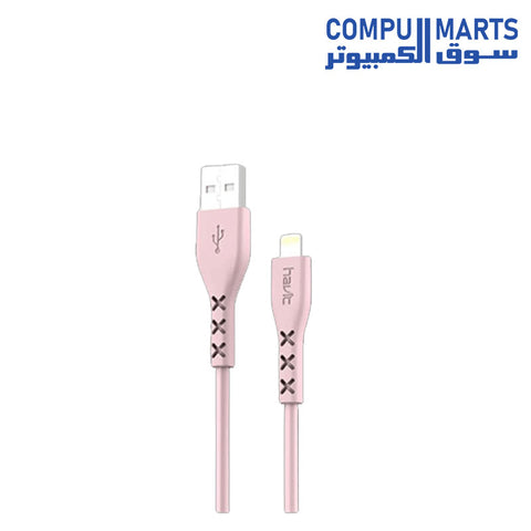 H66-CABLE-HAVIT-USB-A-to-Lightining-2.0A-30CM-Pink
