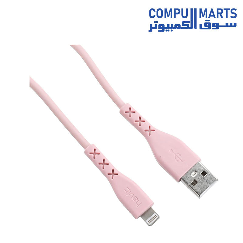H66-CABLE-HAVIT-USB-A-to-Lightining-2.0A-30CM-Pink