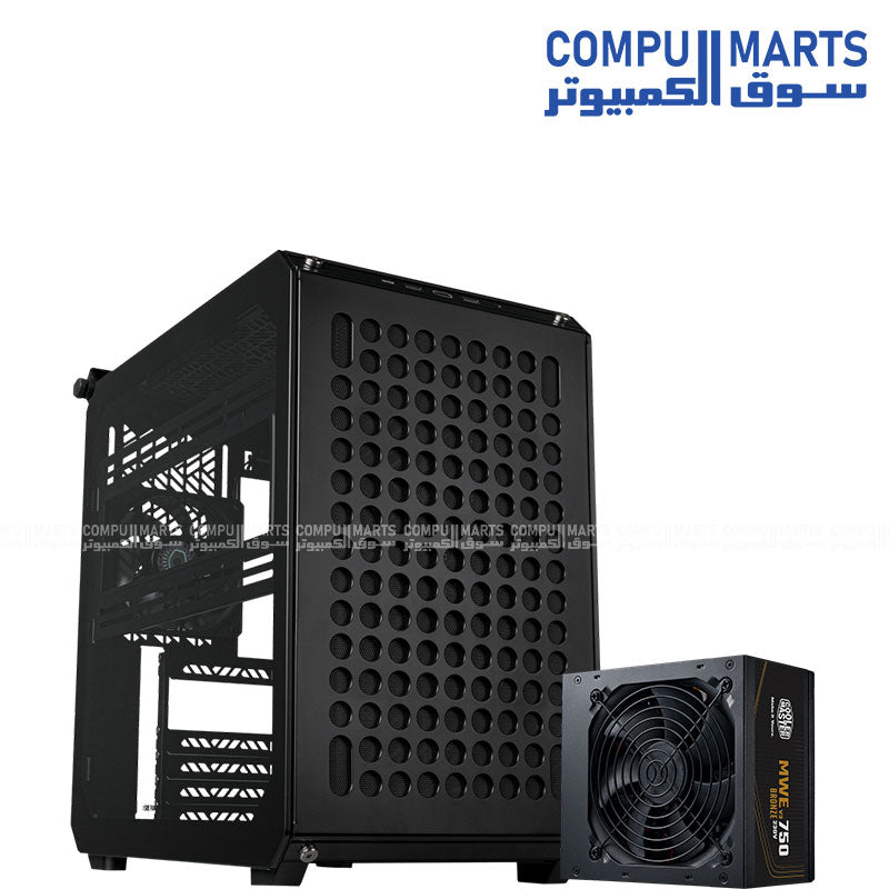 Cooler Master QUBE 500 Flatpack Mid Tower Case Black with MWE Bronze 750W ATX PSU