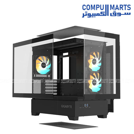 GIGABYTE C201 P Mid-Tower Case – black, white background
