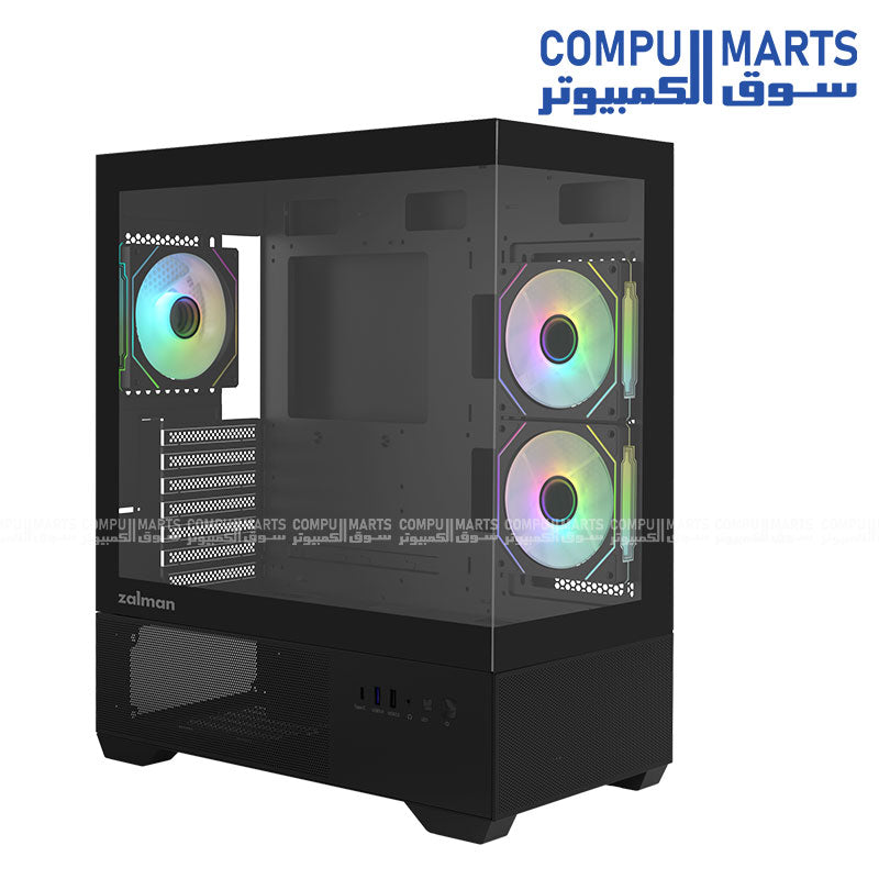 ZALMAN CHRONIX V2 Black ATX Case ARGB Tempered Glass Front View