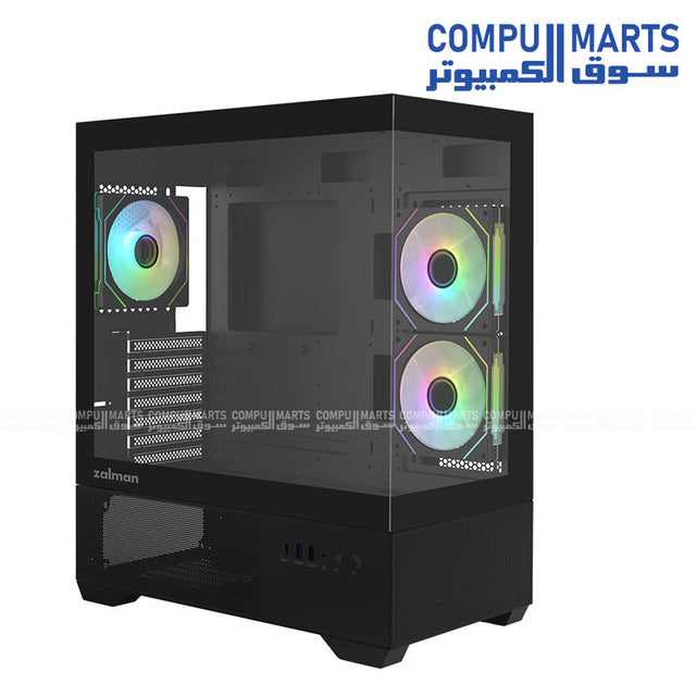 ZALMAN CHRONIX V2 Black ATX Case ARGB Tempered Glass Front View