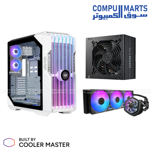 HAF 700 EVO ATX Full Tower Case Bundle with Elite Gold 1000 PSU and MasterLiquid Atmos VRM 360 available in Egypt