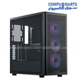 COOLER MASTER Elite 502 Mid Tower Case with E-ATX support, tempered glass side panel, and 3 pre-installed 120mm ARGB fans