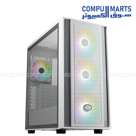 MasterBox 600 mid tower PC case with support for ITX, Micro ATX, ATX, and E-ATX motherboards for gaming PC builds in Egypt.