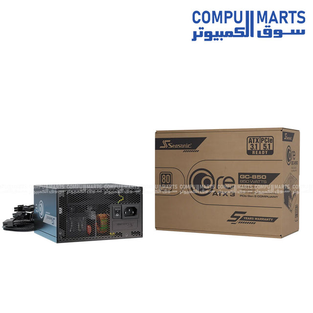 Seasonic Core GC-750 ATX3 750W power supply with 80 Plus Gold efficiency ATX form factor Hydro Dynamic Bearing fan and S2FC intelligent fan control available in Egypt