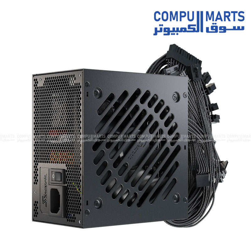 Seasonic power supply unit with S2FC fan control 120mm cooling fan and comprehensive protections including OCP OPP OTP OVP SCP and UVP