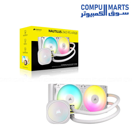 Corsair Nautilus 240 RS ARGB 240mm liquid CPU cooler dual fan radiator RGB cooling system Intel AMD compatible