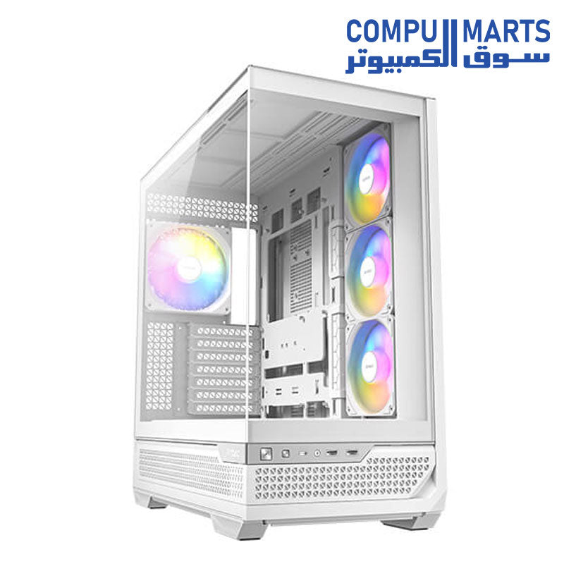 Antec C7 ARGB wit, RTX 40 GPU-ondersteuning, 4 x 120 mm ARGB PWM-ventilatoren inbegrepen, verticale koeling, Type-C 10 Gbps, naadloos gehard glas voor- en zijpanelen, 360 mm radiatorondersteuning