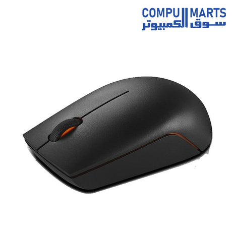Compact Lenovo mouse featuring up to 12 months battery life on a single AA battery, optical sensor tracking, and Nano USB receiver for supported PCs, available in Egypt