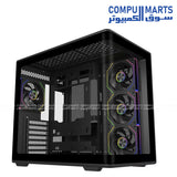 Cooler Master Elite 600 ARGB ATX mid tower cabinet with tempered glass side panel and RGB lighting for gaming PC setup