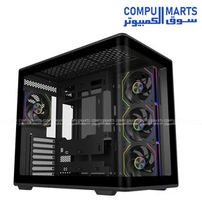 Cooler Master Elite 600 ARGB ATX mid tower cabinet with tempered glass side panel and RGB lighting for gaming PC setup