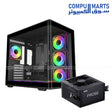 Cooler Master Elite 600 ARGB gaming case with four RGB fans bundled with XPG 700W 80 Plus Bronze power supply for PC build