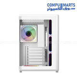 Cooler Master Elite 600 ARGB ATX mid tower cabinet with tempered glass side panel and RGB lighting for gaming PC setup