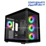 Cooler Master Elite 600 ARGB ATX mid tower cabinet with tempered glass side panel and RGB lighting for gaming PC setup
