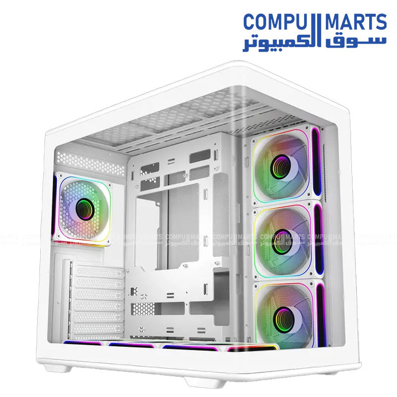 Cooler Master Elite 600 ARGB ATX mid tower cabinet with tempered glass side panel and RGB lighting for gaming PC setup