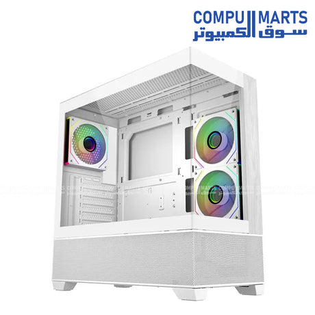 Cooler Master Elite 690 Wood ATX mid tower case with tempered glass side panel, wood front design, ARGB lighting and USB Type C port