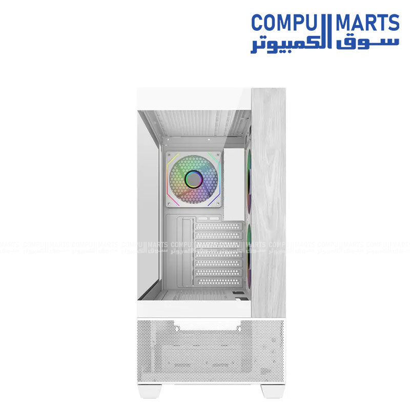 Cooler Master Elite 690 Wood ATX mid tower case with tempered glass side panel, wood front design, ARGB lighting and USB Type C port