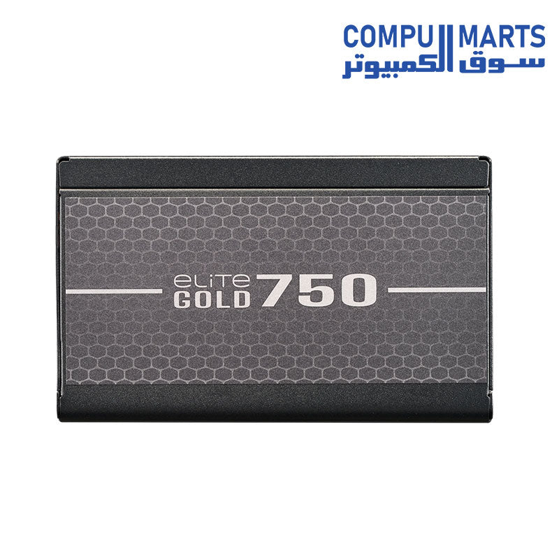 Front view of the Cooler Master Elite Gold 750W power supply unit sold at Compumarts.