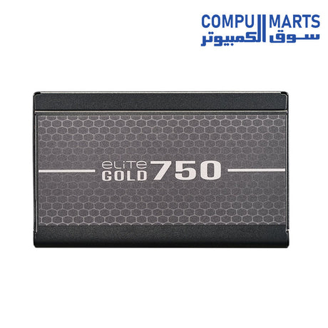 Front view of the Cooler Master Elite Gold 750W power supply unit sold at Compumarts.