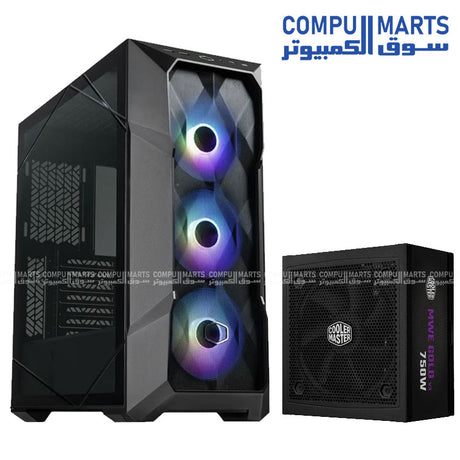 Cooler Master TD500 Mesh V2 gaming case with mesh front panel and ARGB fans bundled with 750W Gold ATX 3.1 power supply