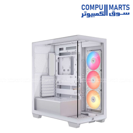 Corsair 3500X ARGB panoramic tempered glass gaming PC case black and white mid tower RGB fans airflow