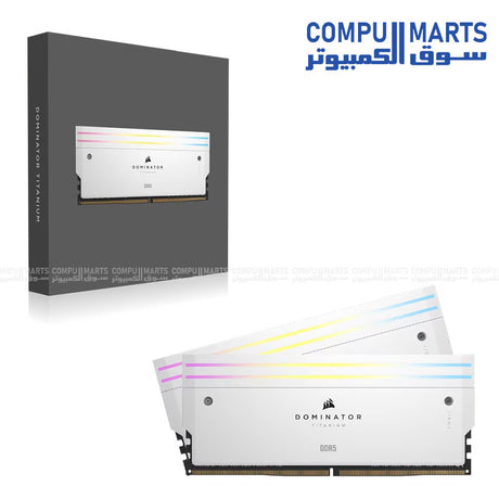 Corsair Dominator Titanium RGB 64GB DDR5 6400MHz CL32 White Gaming RAM Memory Kit