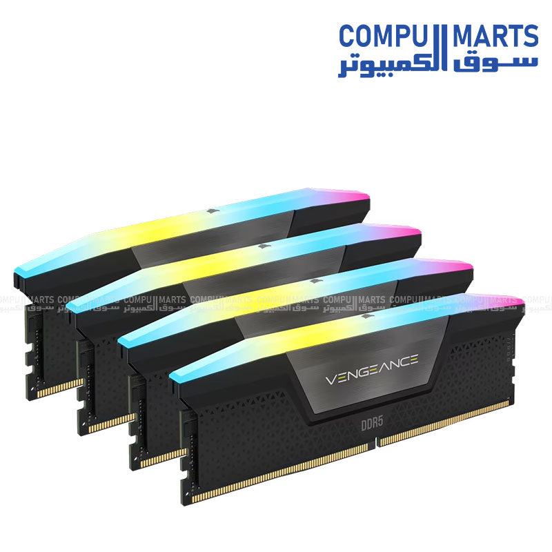 Corsair VENGEANCE RGB 128GB (4x32GB) DDR5 5600MT/s CL40 UDIMM Desktop RAM – Intel XMP – Black