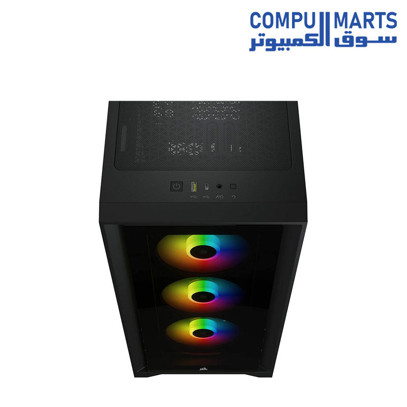 CORSAIR 4000X RGB Black (Air up to 170mm) (VGA up to 360mm)+3 iCUE Fans RGB  (CC-9011204-WW)