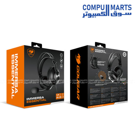 Cougar- Immersa Essential- stereo -gaming -headset -black - 40mm drivers - noise-canceling- microphone 