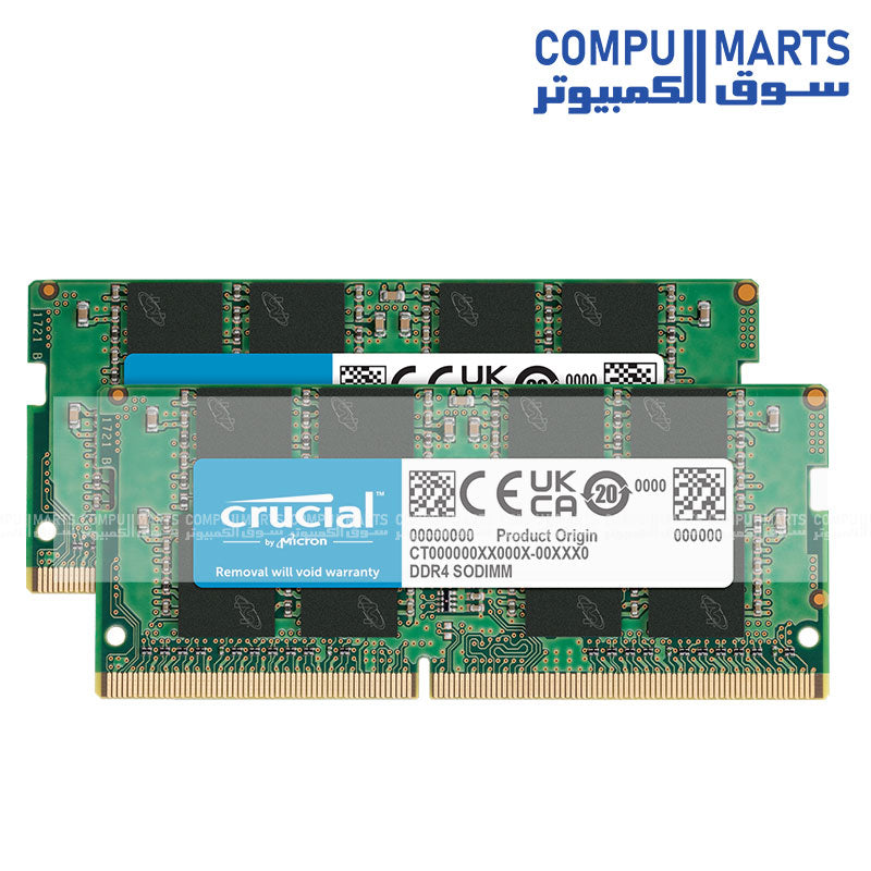 Crucial 16GB DDR4 3200MHz Laptop RAM (2×8GB) CL22 SODIMM