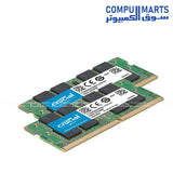 Crucial 32GB DDR4 3200MHz SODIMM laptop RAM kit 2x16GB CL22 memory upgrade module