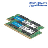 Crucial 32GB DDR4 3200MHz SODIMM laptop RAM kit 2x16GB CL22 memory upgrade module