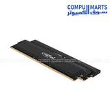 Crucial Pro 64GB DDR5 6400MHz CL40 RAM kit 2x32GB UDIMM gaming memory black