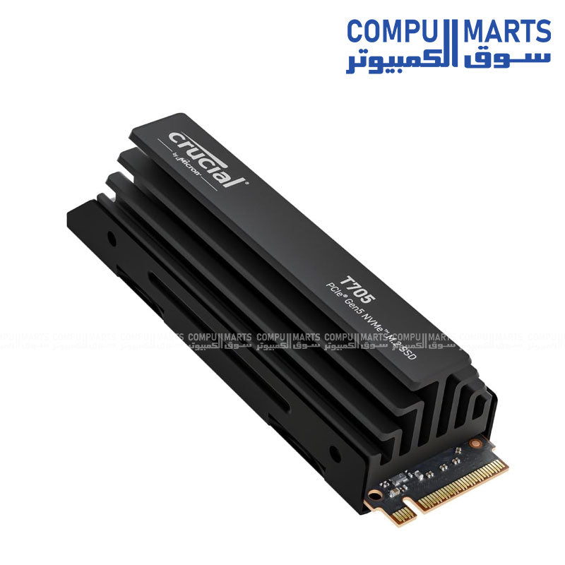 Crucial T705 4TB PCIe Gen5 NVMe M.2 SSD with heatsink 14100MB/s ultra fast high performance storage