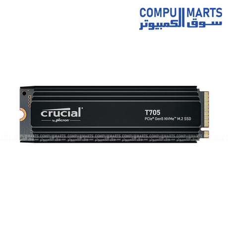 Crucial T705 4TB PCIe Gen5 NVMe M.2 SSD with heatsink 14100MB/s ultra fast high performance storage