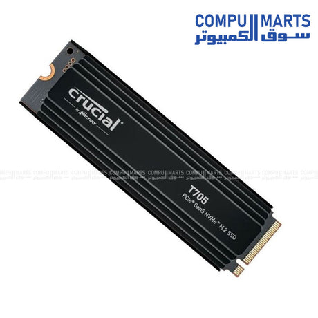 Crucial T705 4TB PCIe Gen5 NVMe M.2 SSD with heatsink 14100MB/s ultra fast high performance storage